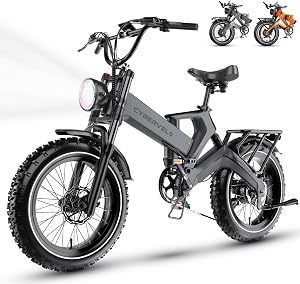 Cybervelo 1000W(Peak 2000W) Folding Electric Bike for Adults,35MPH 100Mile,48V 40Ah Remova