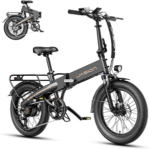 Jasion EBS Folding Electric Bike for Adults, Compact Portable 20" Fat Tire Ebike with