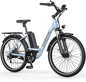 Funhang Electric Bike for Adults, 26" City Cruiser Ebike with 1000W Peak Motor, 20MPH