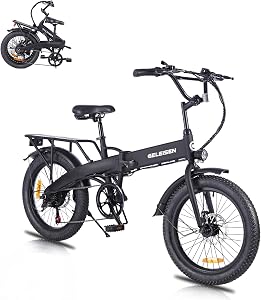 GELEISEN Folding Electric Bike for Adults, 20"×3.0 Fat Tire Electric Bicycle, 374.4Wh