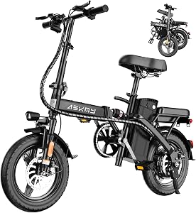 Foldable Electric Bike for Adults, 14" Mini Folding E-Bike with 48V 10AH/20AH Removab