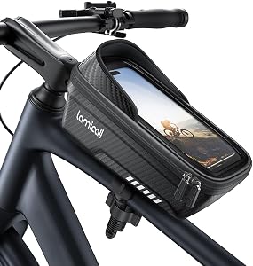 Lamicall Bike Frame Bag Waterproof - [1s Release] [2 in 1] Bike Phone Mount Holder, Bicycl