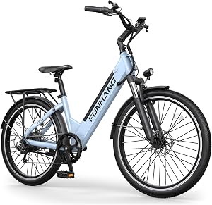 Funhang Electric Bike for Adults, 1000W Peak Ebike, 50Miles 20MPH Step Thru Electric Bicyc