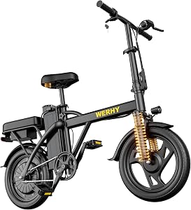 WERHY Electric Bike for Adults, 500W Motor, 20 MPH Max Speed Folding Ebike, 14" Elect