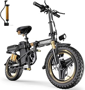 INSDRGN 14" Folding Electric Bike for Adults, Peak 1500W Motor,20MPH Max Speed,48V 16