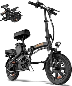 URLIFE Folding Electric Bike for Adults, 14" Portable Commuter ebikes, 20-40 Mile Lon