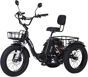 NARRAK Electric Tricycle for Adults,Fat Tire Folding Electric Trike,3 Wheels Electric Bicy