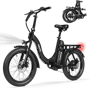 ESKUTE Electric Bike for Adults – 1200W Peak Motor, Folding 20x3 Fat Tire E‑Bike, 48V 10.4