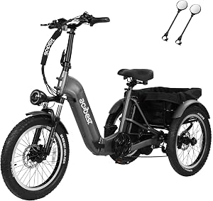 ACTBEST Triker Electric Bike, Peak 1200W Brushless Motor Folding Trike Ebike, 748.8Wh Remo