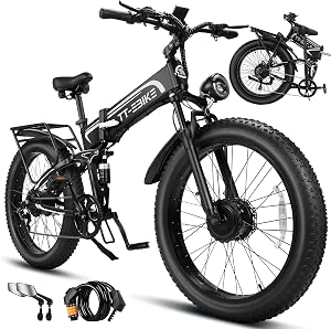 MTRSUE 9000W/10150W Dual Motor Electric Bike for Adults, 42MPH 60V 30A Battery, 26"x4