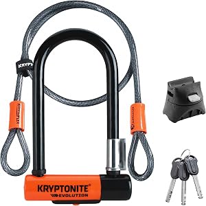 Kryptonite Evolution Mini-7 Bike U-Lock with 4 ft Security Cable, 13mm Max Performance Ste