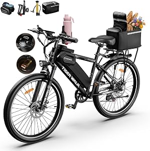 TigerWalk Adult Electric Bike, Peak 1000W Ebike, 48V 10AH Removable Battery, 45 Miles PAS 