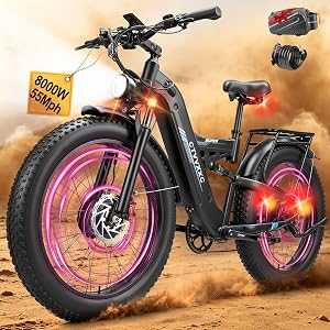 TIAZHYU 8000W Peak Dual Motor Electric Bike, Ebike 52V 30AH for Adults, 120 Miles & 55