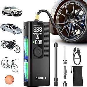 Airmoto Tire Inflator Portable Air Compressor - Air Pump For Car Tires with Digital Pressu